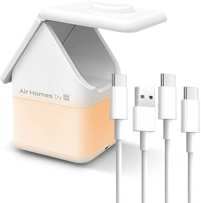 감성전자 4in1 무드등 고속 무선 충전기 C TO C + C TO USB 1m 케이블 2종 세트, 1개, 실버화이트