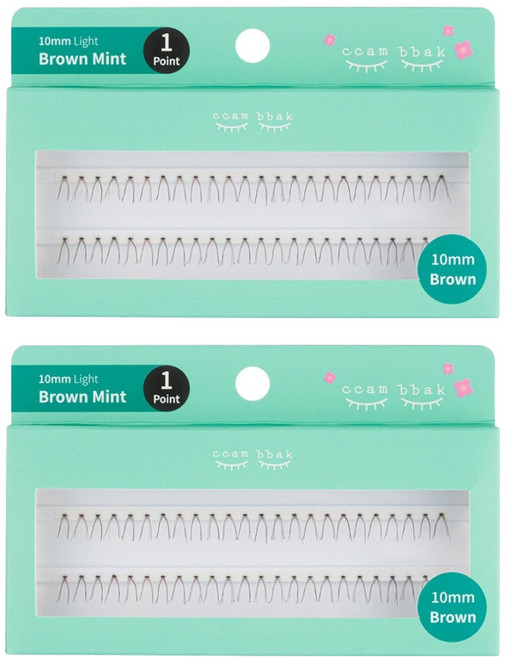깜빡 인조 가닥속눈썹 패키지버전 10mm 1기둥, 브라운, 2개