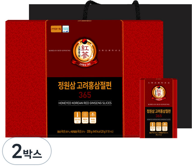 정원삼 고려홍삼절편365 + 쇼핑백, 2박스