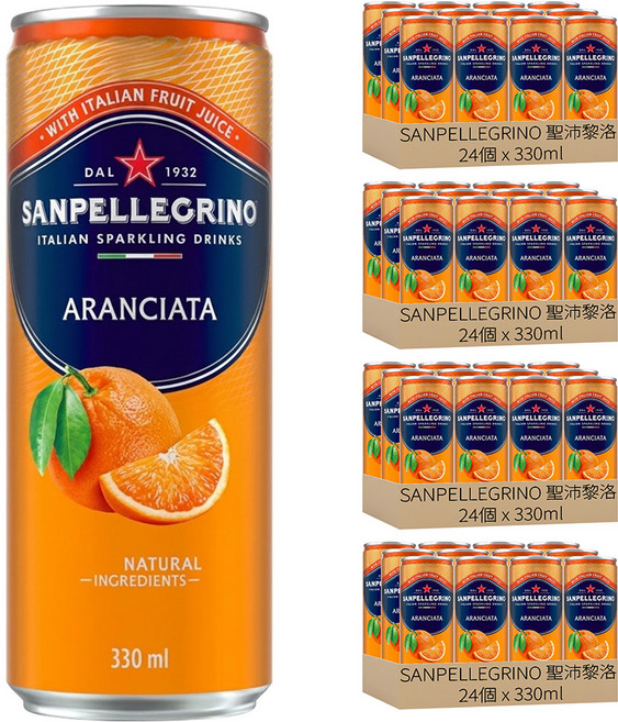 SANPELLEGRINO 聖沛黎洛 柳橙氣泡水, 330ml, 96個