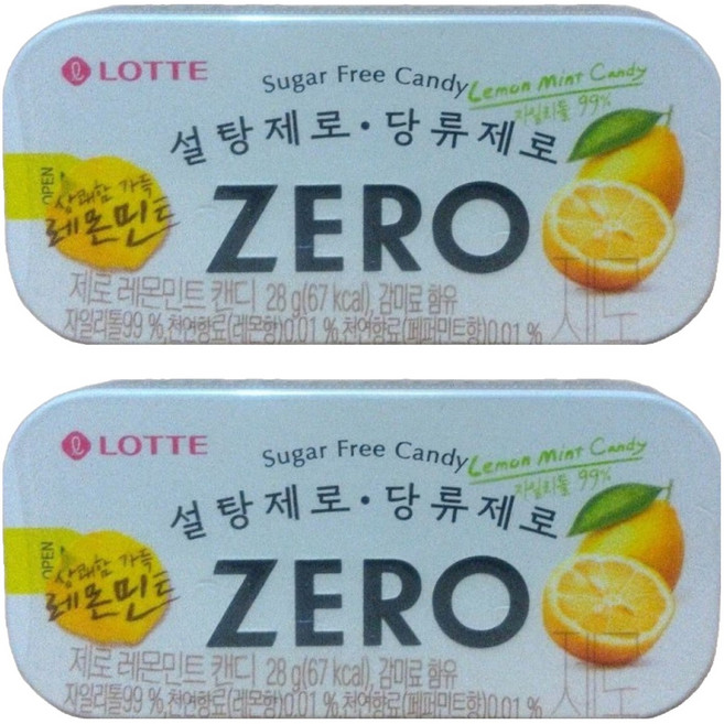 롯데제로 레몬민트 캔디, 2개, 28g