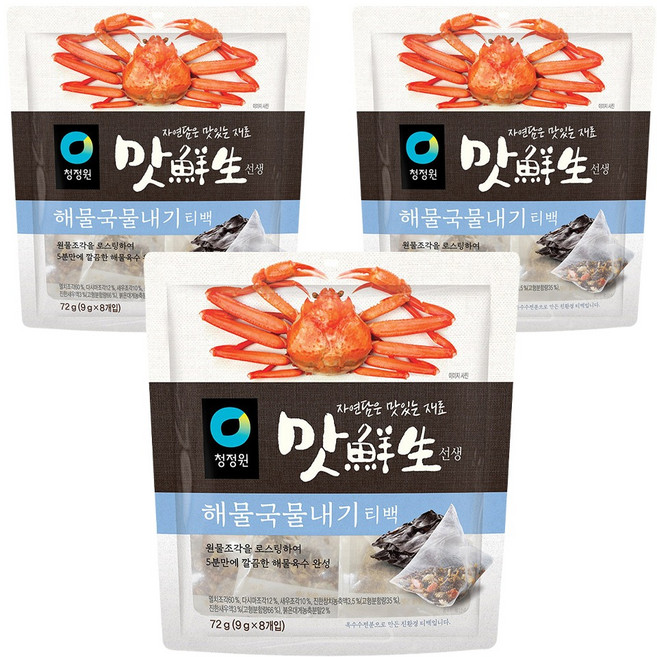 대상 맛선생해물국물내기티백, 72g, 3개