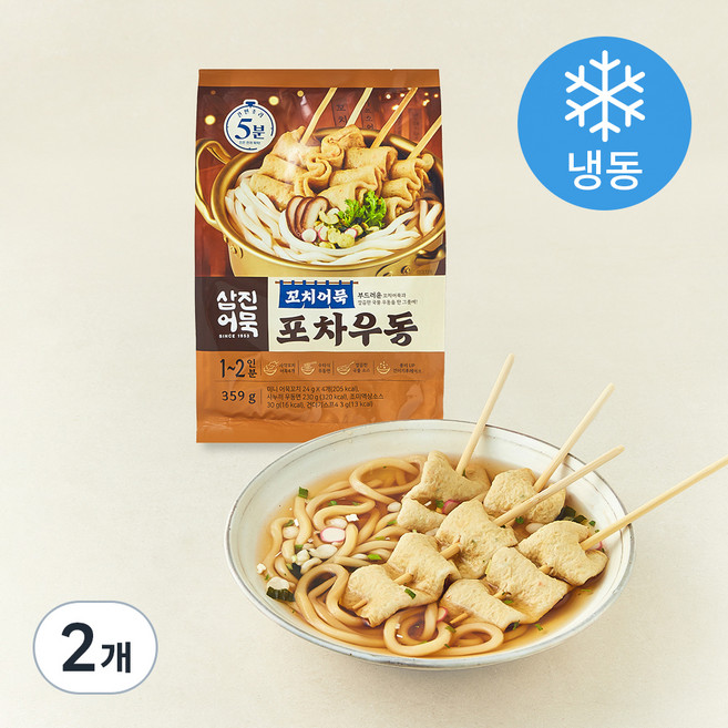 삼진어묵 꼬치어묵 포차우동 2인분 (냉동), 359g, 2개