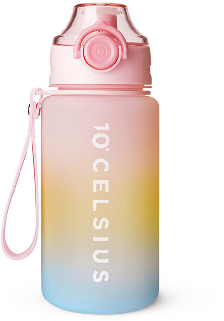 10도씨 트라이탄 레인보우 스포츠 물병, 핑크, 600ml, 1개