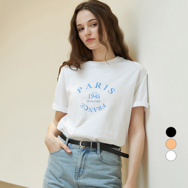 ELLE PARIS 여성용 통기성 루즈핏 Paris 1945 반팔 티셔츠