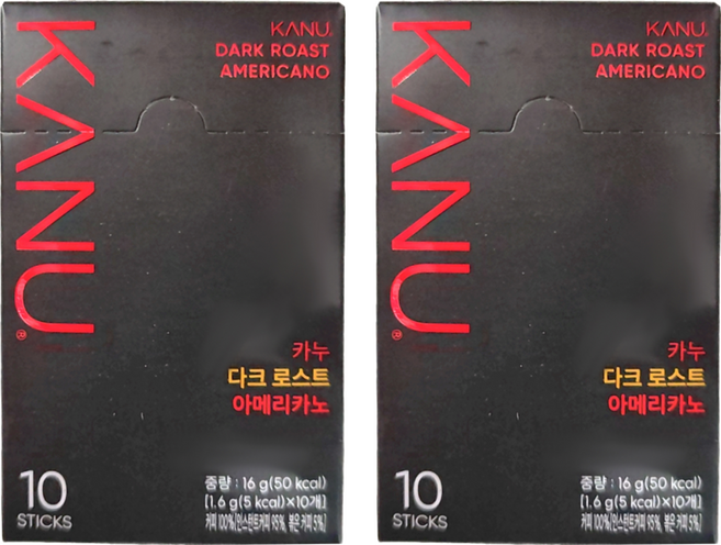 KANU 經典美式黑咖啡 深度烘焙, 1.6g, 10包, 2盒