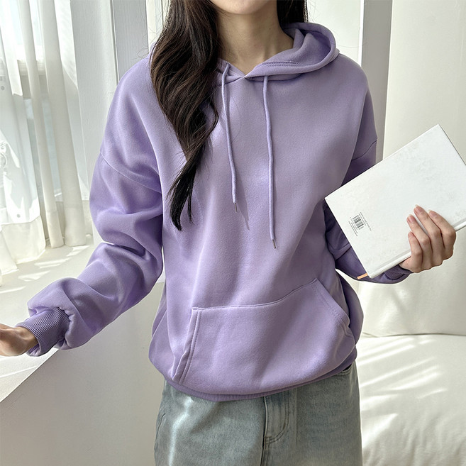 라라온 여성용 심플 베이직 후드 긴팔 티셔츠 TSP1272