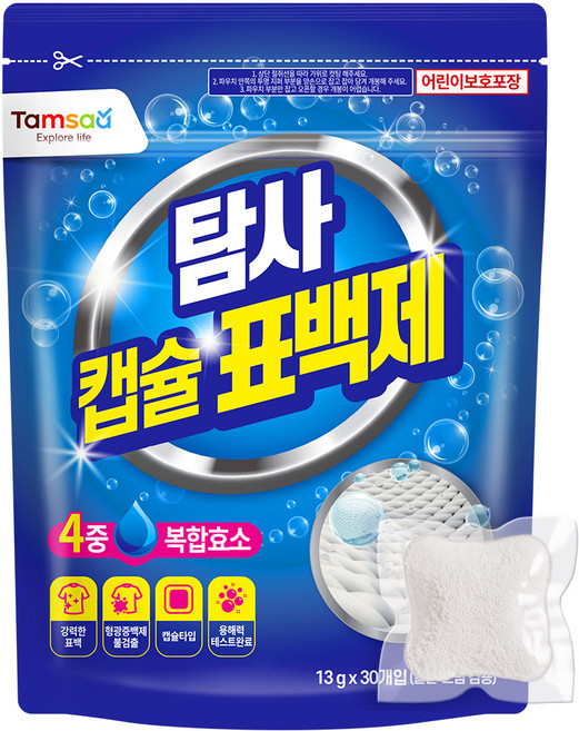 탐사 과탄산소다 캡슐 표백제 30개입, 390g, 1개