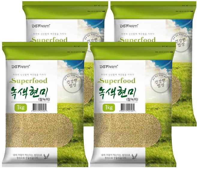 건강한밥상 녹색현미, 1kg, 4개