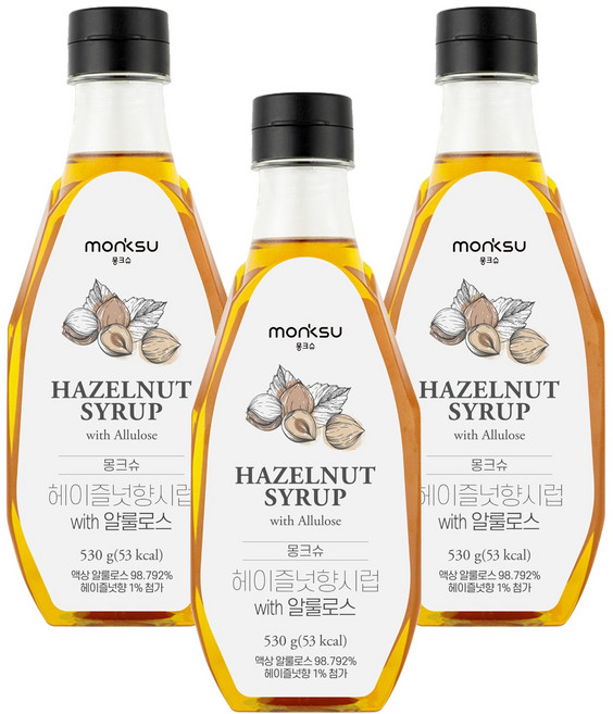 低卡榛果風味阿洛酮糖糖漿, 530g, 3瓶