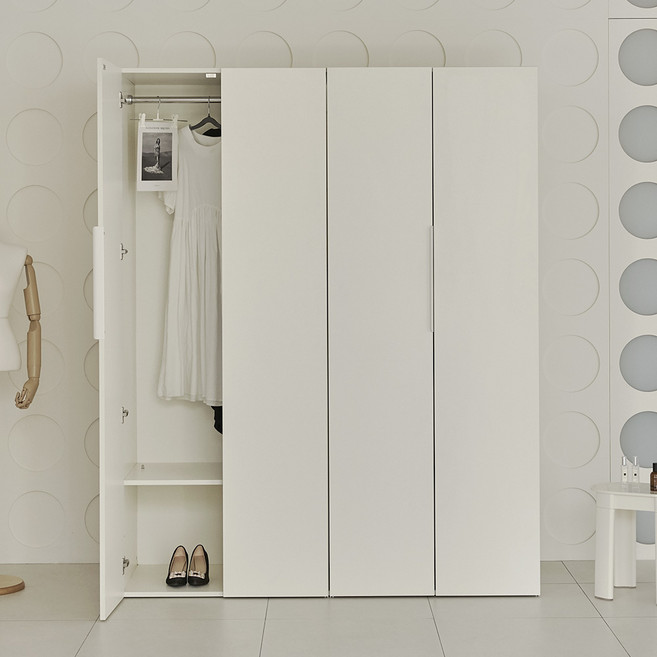 웰퍼니쳐 카린 1단 행거형 + 2단 행거형 높은 옷장세트, 화이트