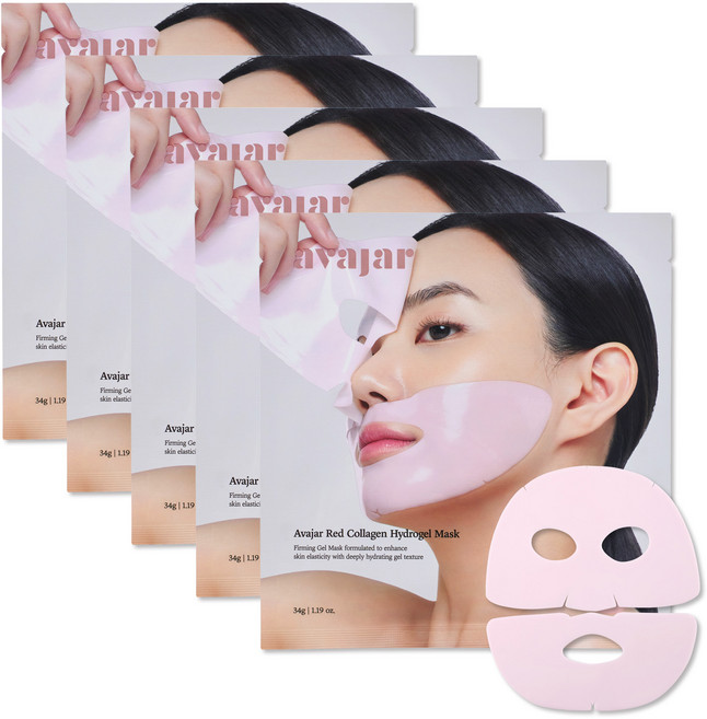 에이바자르 레드 콜라겐 하이드로겔 마스크, 1개, 5개입