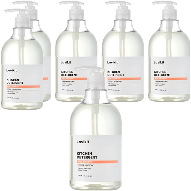 라비킷 주방세제 자몽향, 750ml, 6개