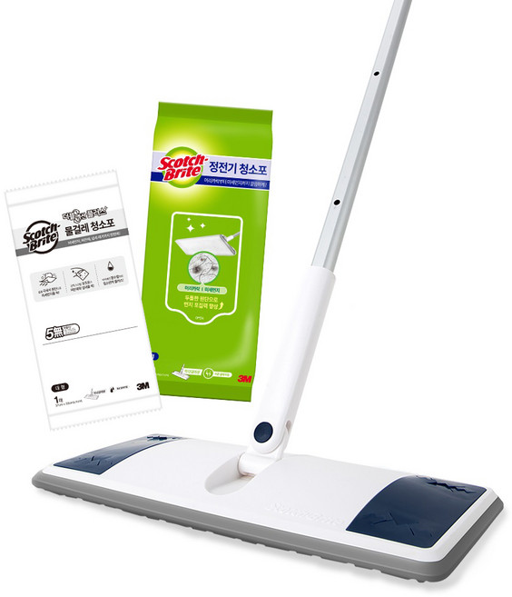 스카치브라이트 올터치 스타터팩 막대걸레 미드나잇 블루 + 정전기 청소포 10매 + 물걸레 청소포 1매, 1세트