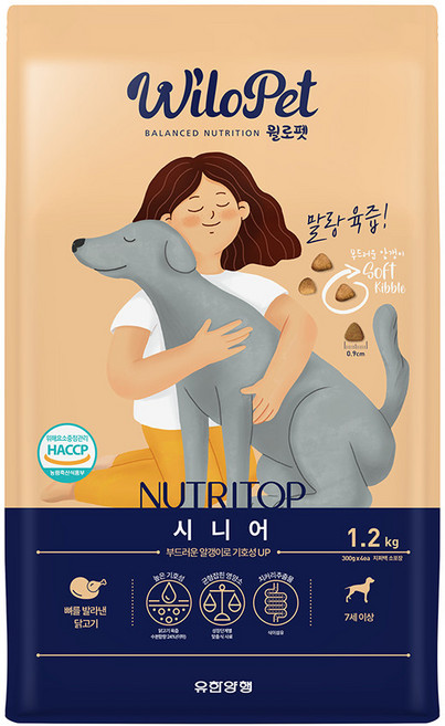 유한양행 시니어 강아지 뉴트리탑 소프트 기능성 사료, 닭, 1.2kg, 1개