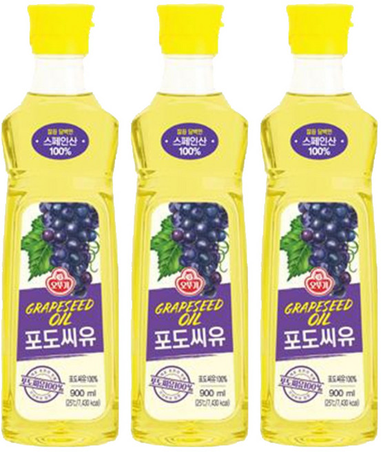 오뚜기 포도씨유, 900ml, 3개