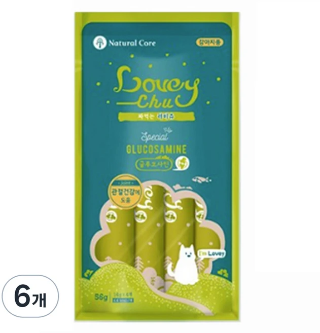 네츄럴코어 강아지 짜먹는 러비츄 글루코사민 4p, 닭고기, 56g, 6개 - 쿠팡