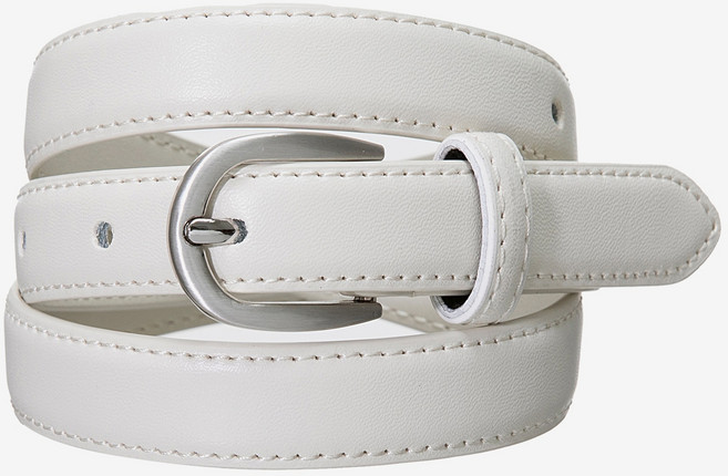 BASIC HOUSE 女款牛皮圓形扣環窄版腰帶