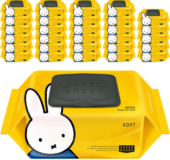 슈퍼대디 저자극 아기물티슈 소프트 캡형, 50g, 100매, 40개