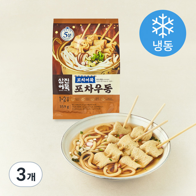 삼진어묵 꼬치어묵 포차우동 2인분 (냉동), 359g, 3개