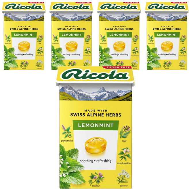리콜라 스위스 레몬민트맛 캔디, 40g, 5개