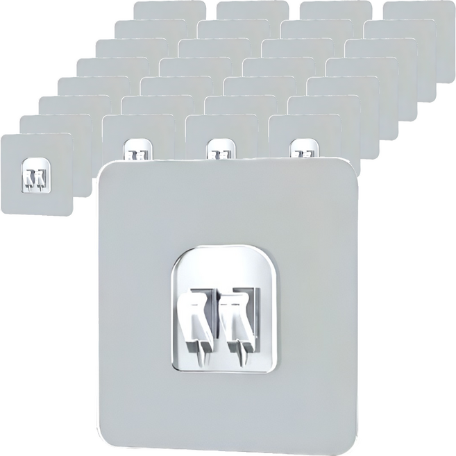 리빙홈디테일 홈 스마트 무타공 접착패드 싱글, 투명, 30개