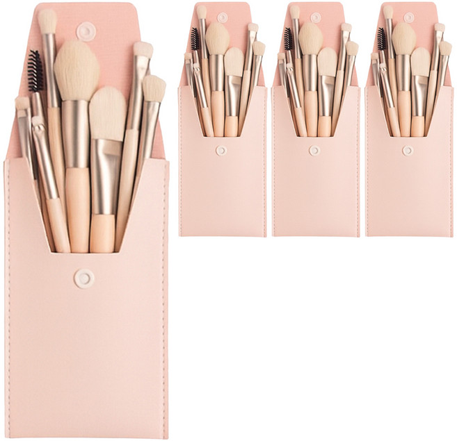쭈니즈 메이크업 브러쉬 립 아이 블러셔 쉐딩 파우더 미니 브러쉬세트, 살구색, 4개