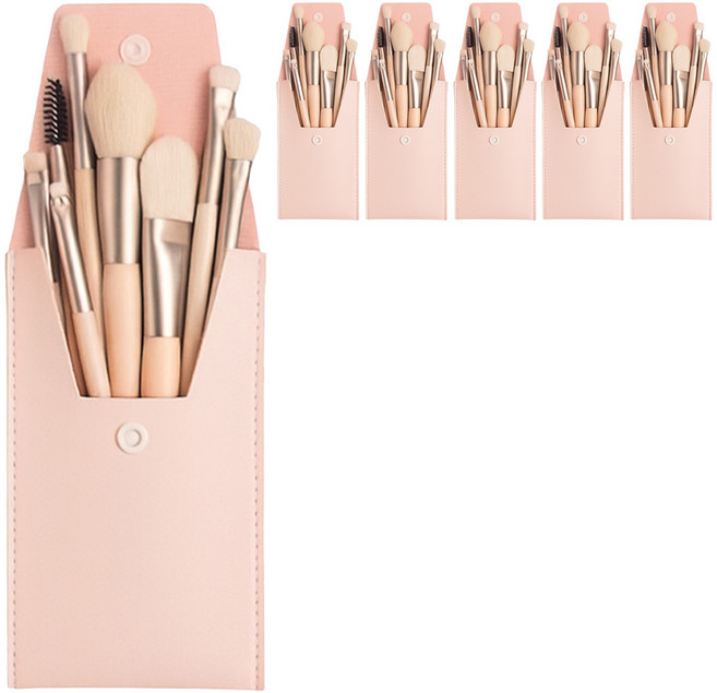 쭈니즈 메이크업 립 아이 블러셔 쉐딩 파우더 미니 브러쉬세트, 살구, 6세트