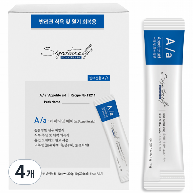 시그니처바이 에이에이 강아지 스틱, 식욕회복, 300g, 4개
