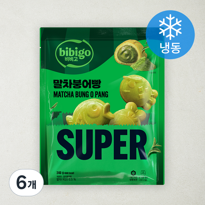 비비고 슈퍼 말차 붕어빵 (냉동), 240g, 6개, 1개입