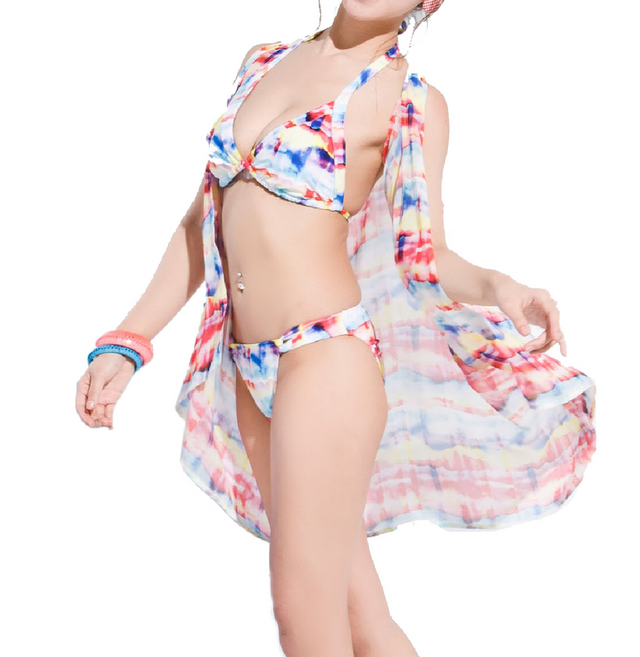 Summer love 夏之戀 女比基尼三件式, 藍色 + 紅色 + 白色