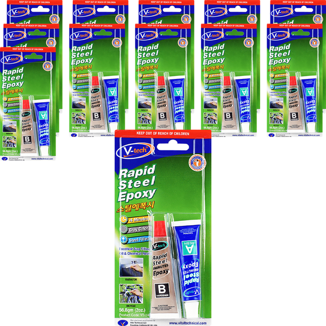 Vtech 금속 접착제 스틸 에폭시, 12개