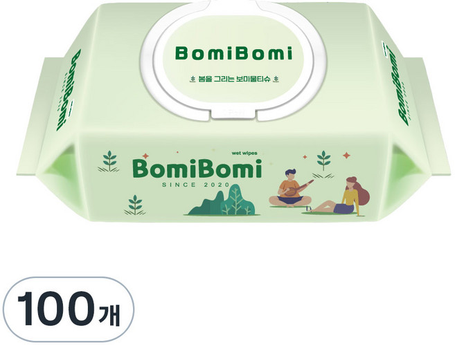 보미 유아 물티슈 캡형, 36g, 100매, 100개