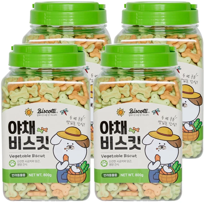 비스코티 반려동물 비스켓, 야채, 800g, 4개 - 쿠팡