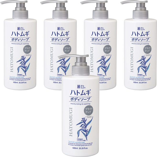 KUMANO 熊野油脂 麗白 薏仁明亮沐浴乳, 5個, 600ml