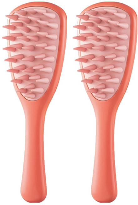 투인원 두피 마사지 샴푸 브러쉬, 2개, 레드