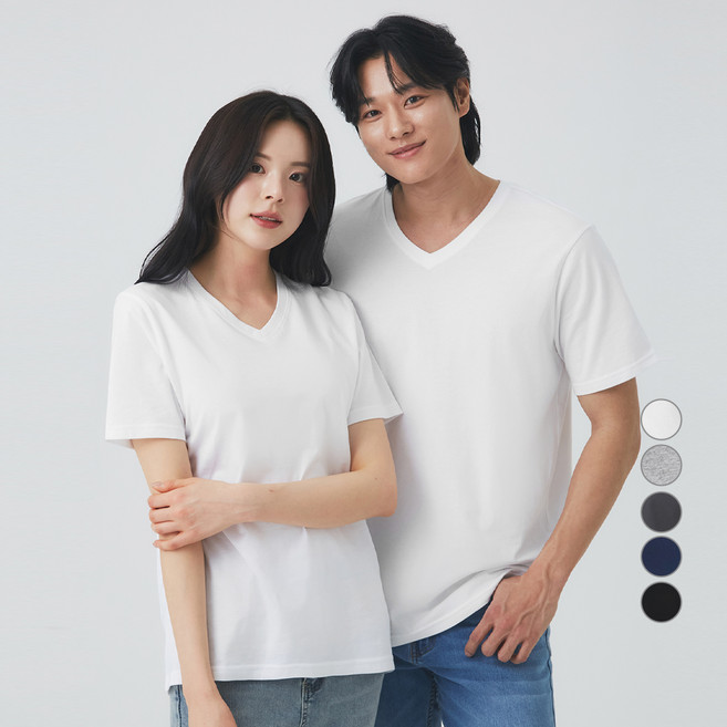 캐럿 남녀공용 통기성 브이넥 반팔 티셔츠 5컬러