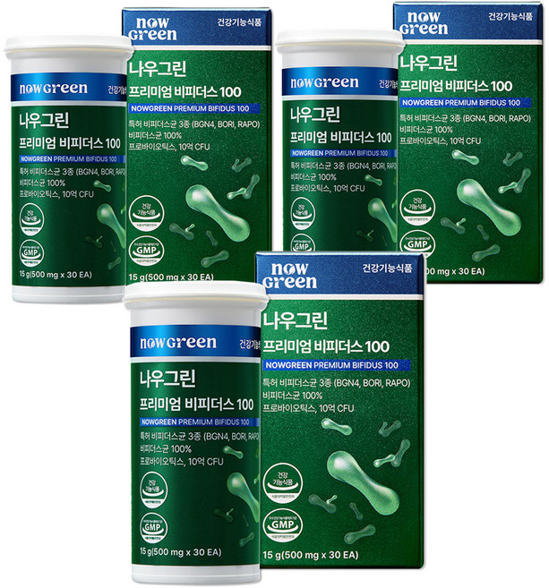 나우그린 정품 프리미엄 비피더스 100, 30정, 3개