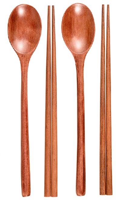 코멧 옻칠 나무 수저세트, 브라운, 단품, 2개