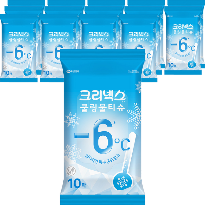 크리넥스 쿨링 물티슈 휴대형, 45g, 10매, 15개