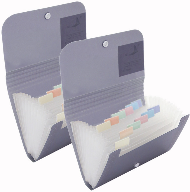 델리 미니 12분류 아코디언 파일 A6, 투명그레이, 2개