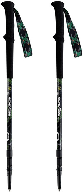 에코로바 시에라 3단 등산스틱 2p + 케이스 세트, 그린, 1세트
