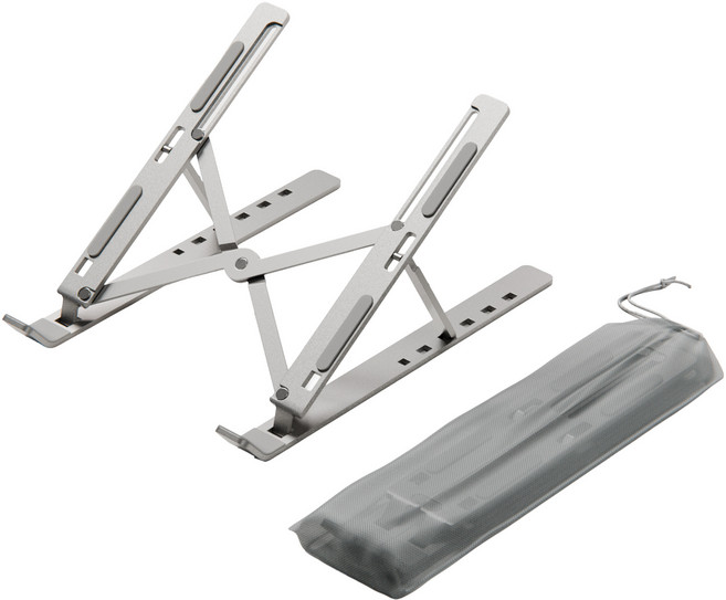 신지모루 슬림폴드 6단 각도 접이식 휴대용 알루미늄 노트북 거치대 + 휴대용파우치 세트, 실버, 1세트