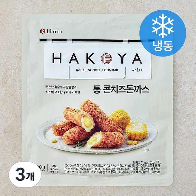 HAKOYA 통 콘치즈 돈까스 (냉동), 280g, 3개
