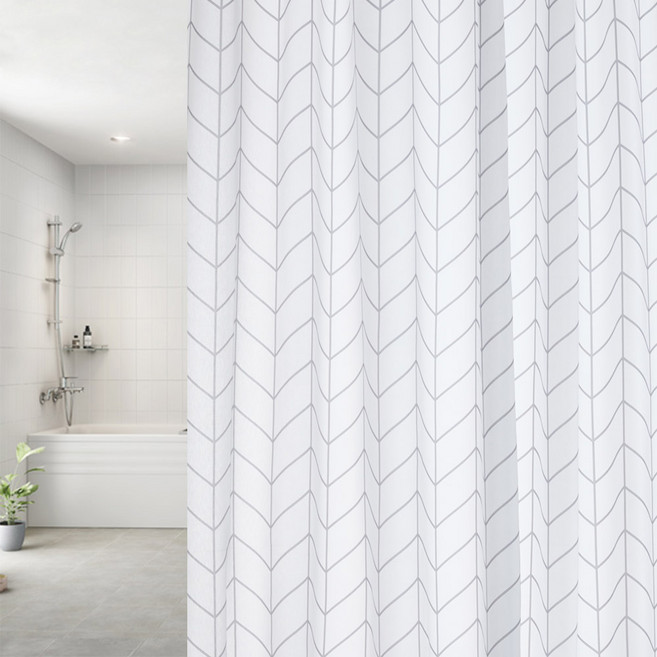 썬데코 패브릭 방수 샤워커튼, 헤링본, 1개