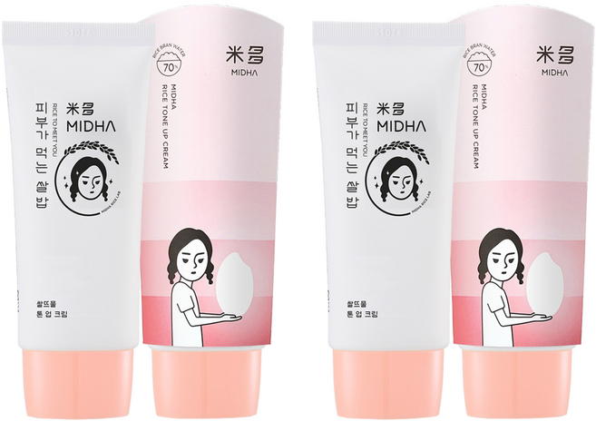 미다 쌀뜨물 톤업 크림, 화이트, 50ml, 2개