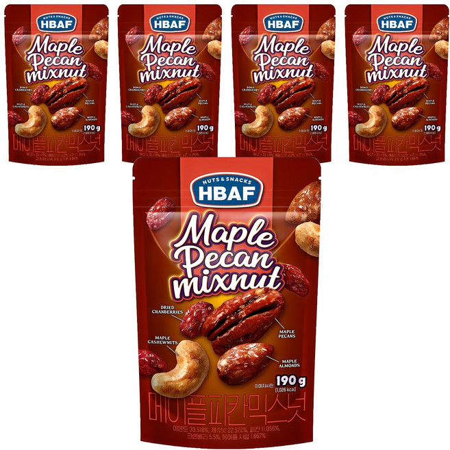바프 메이플 피칸 믹스넛, 190g, 5개