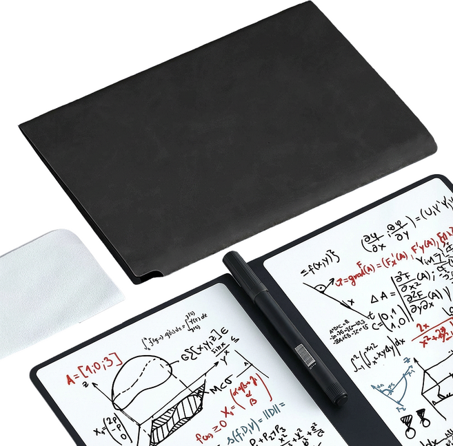 쿠말 휴대용 양면 화이트보드 노트 펜 세트 라이트블랙, PU