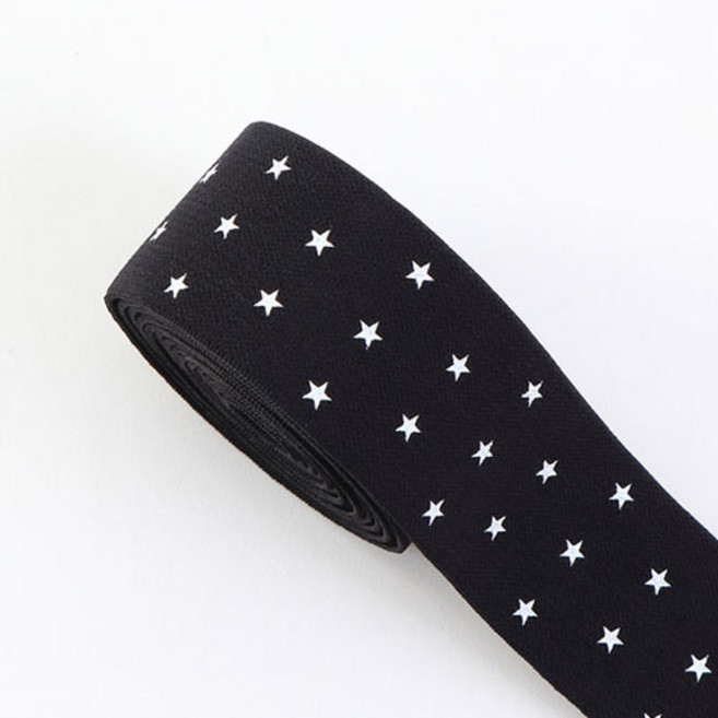 해피베어스 별나염 울 고무줄 25 mm x 180 cm, 블랙, 1개