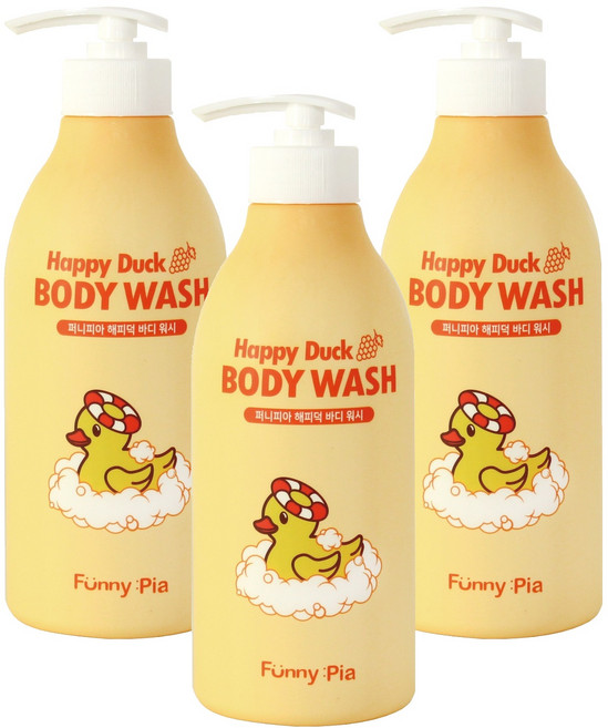 Funny Pia Happy Duck兒童日常保濕沐浴乳 葡萄香, 3個, 500ml